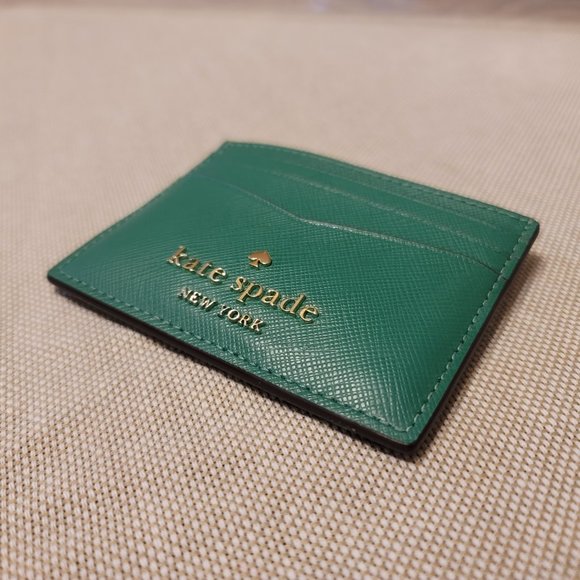 kate spade Accessories - Kate Spade Staci Saffiano Leather Green Bean Cardholder/Wallet NWT